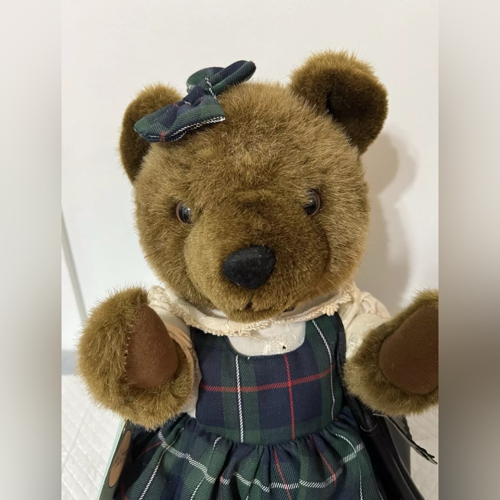 Vintage Teddy Bear Plush Noble Heritage Special Edition Tartan Plaid School 90s